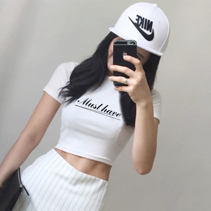 Áo Thun Croptop Tay Ngắn In Chữ Thời Trang Cho Nữ