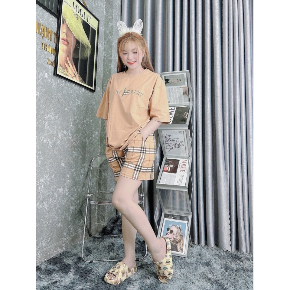 Đồ bộ nữ mặc nhà chất liệu vải thun Cotton 100%, 3 size, 45-80kg vừa, PSD264