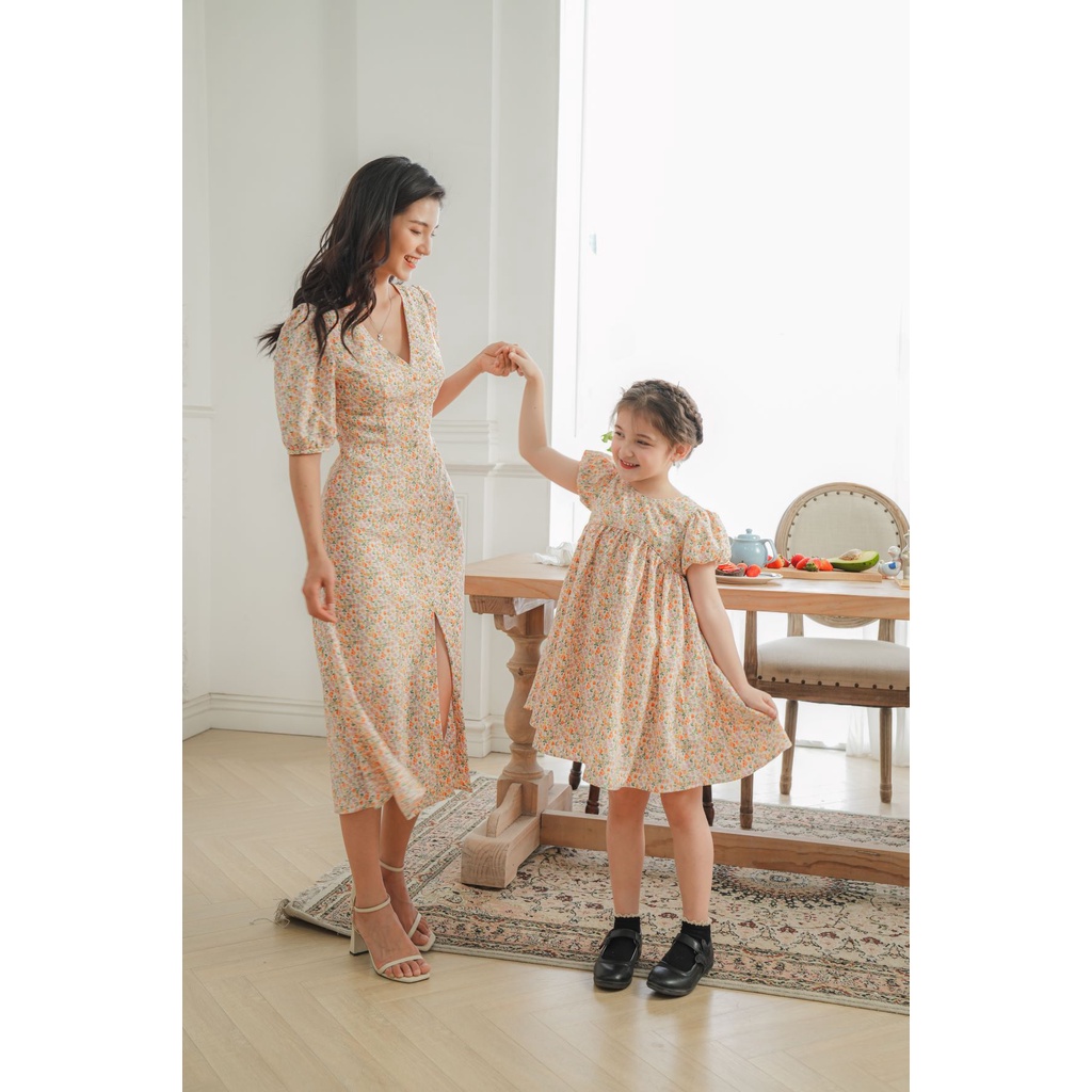 De Leah - Đầm Midi Tay Lửng Xẻ Trước - Thời Trang Thiết Kế