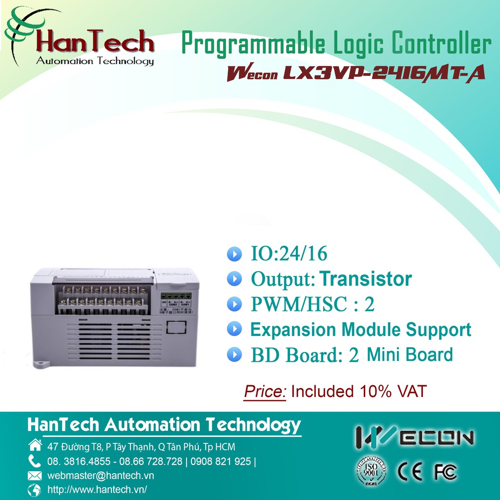 55/ Bộ điều khiển logic có khả năng lập trình (PLC)  Wecon LX3VP-2416MT-A [HanTech Automation Technology]