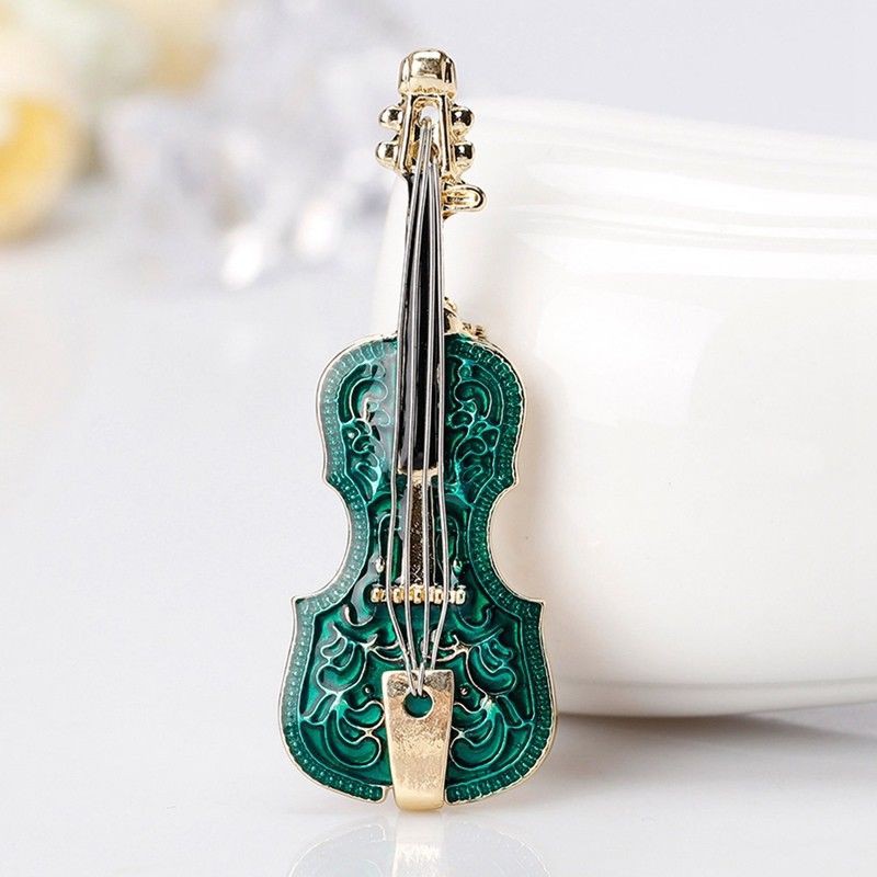 Pin cài áo hình đàn violin phong cách vintage thời trang