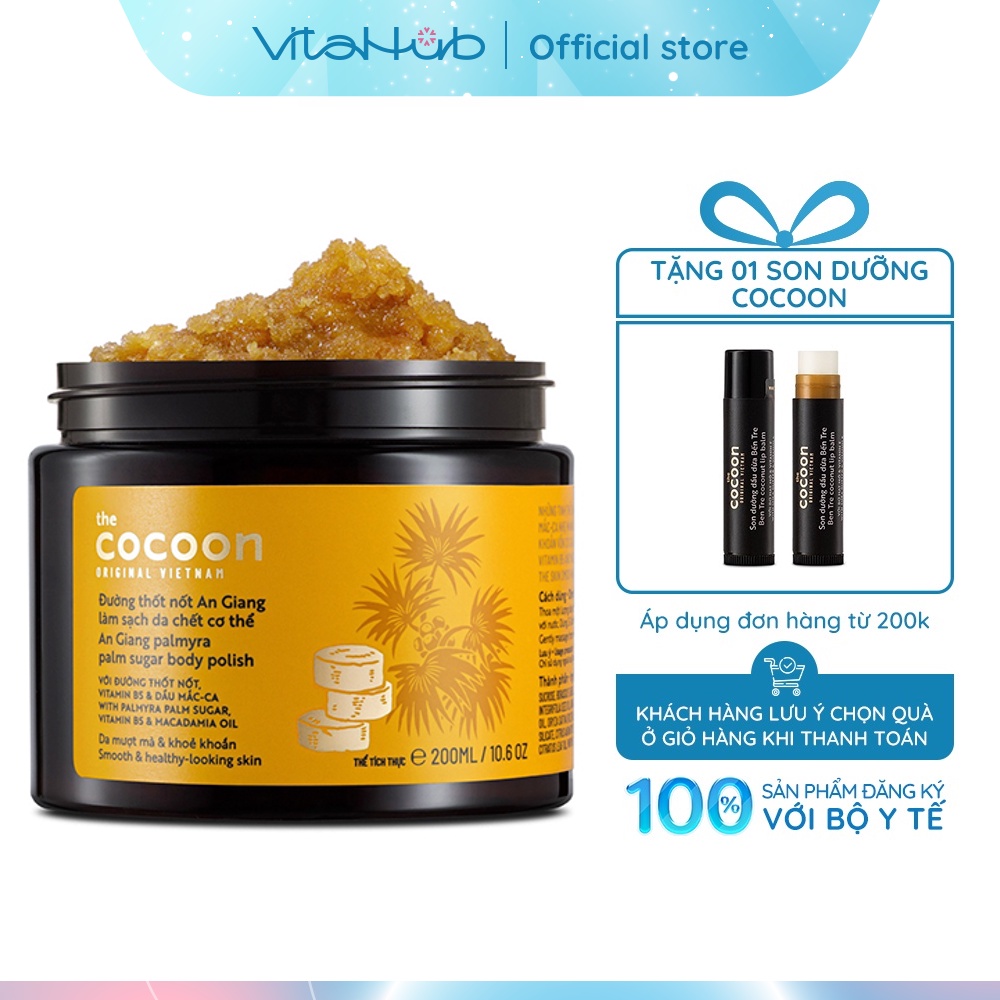 Tẩy da chết cơ thể đường Thốt Nốt An Giang Cocoon 200ml