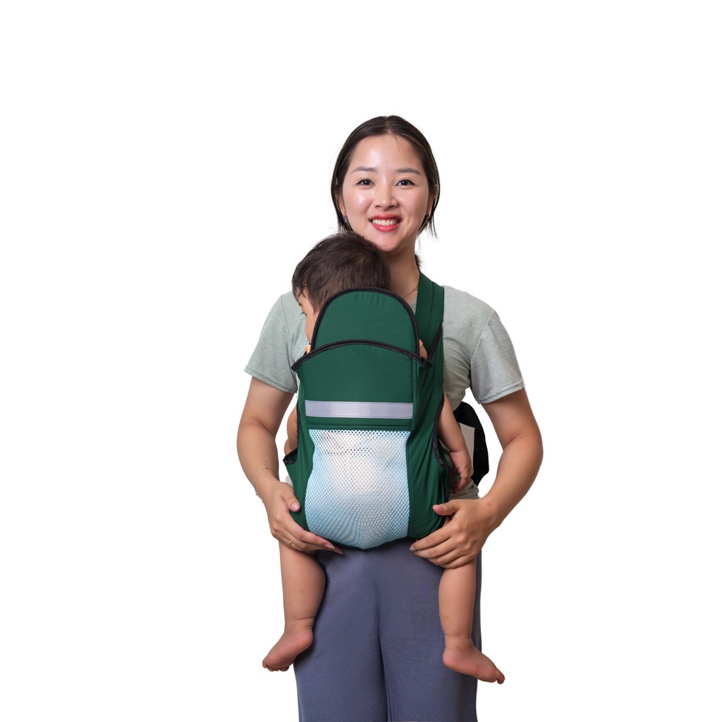 Địu cho bé 4 tư thế, có đỡ cổ, có phản quang, chất liệu cao cấp cho bé