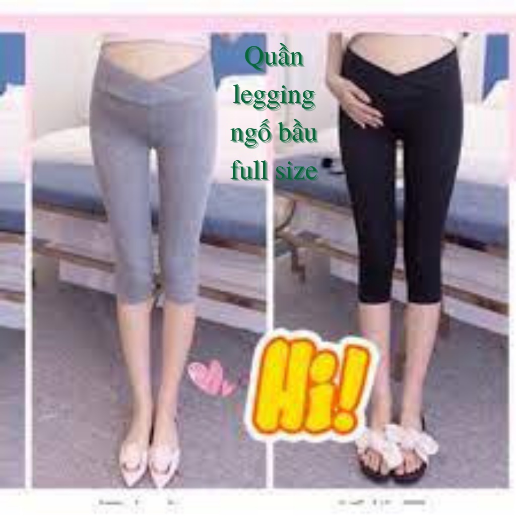 Quần legging bầu ngố cạp chéo, đáp bụng chất cotton ,quần bầu trên gối có chun điều chỉnh bụng
