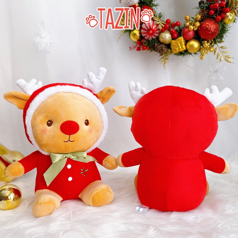 Gấu bông tuần lộc giáng sinh noel mũi đỏ cutte cho bé cao cấp TAZIN