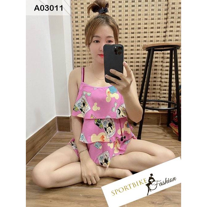 Đồ bộ nữ mặc nhà đẹp Đồ bộ pijama nữ lụa satin mặc nhà hình con vật dễ thương