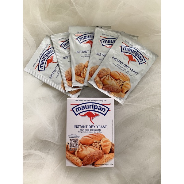 Men khô, men nở làm bánh mì mauri gói 10g, hộp 5 gói