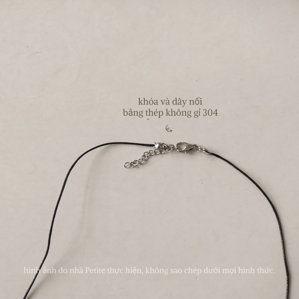 Vòng cổ choker dây da mảnh mặt xà cừ hình hoa năm cánh KHÔNG GỈ dây chuyền thiết kế basic phong cách hàn quốc