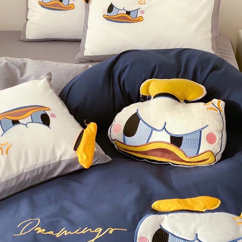 Set Chăn Ga Cotton Linen Hoạt Hình Cao Cấp Tặng Kèm Gối Bông (Shinbedding)