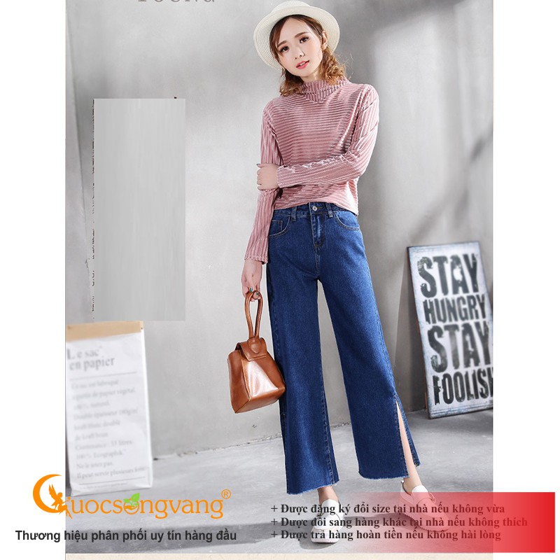 Quần jean nữ xẻ ống quần nữ ống đứng màu xanh biển GLQ092 Cuocsongvang
