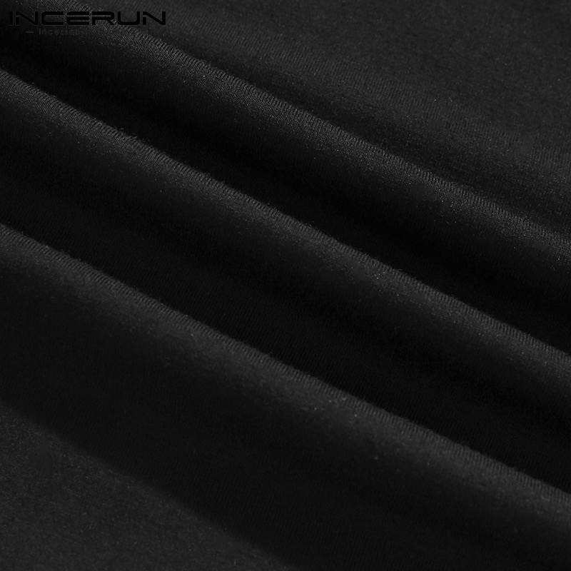 Áo ba lỗ INCERUN cổ tròn dáng rộng phối tua rua thời trang cho nam