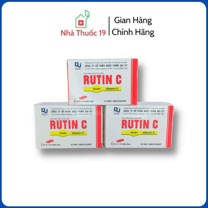 RUTIN C Đại Uy (Hộp 100 Viên) Giúp Bổ Sung Vitamin C và Hỗ Trợ Tăng Sức Đề Kháng, Tăng Cường Bền Thành Mạch