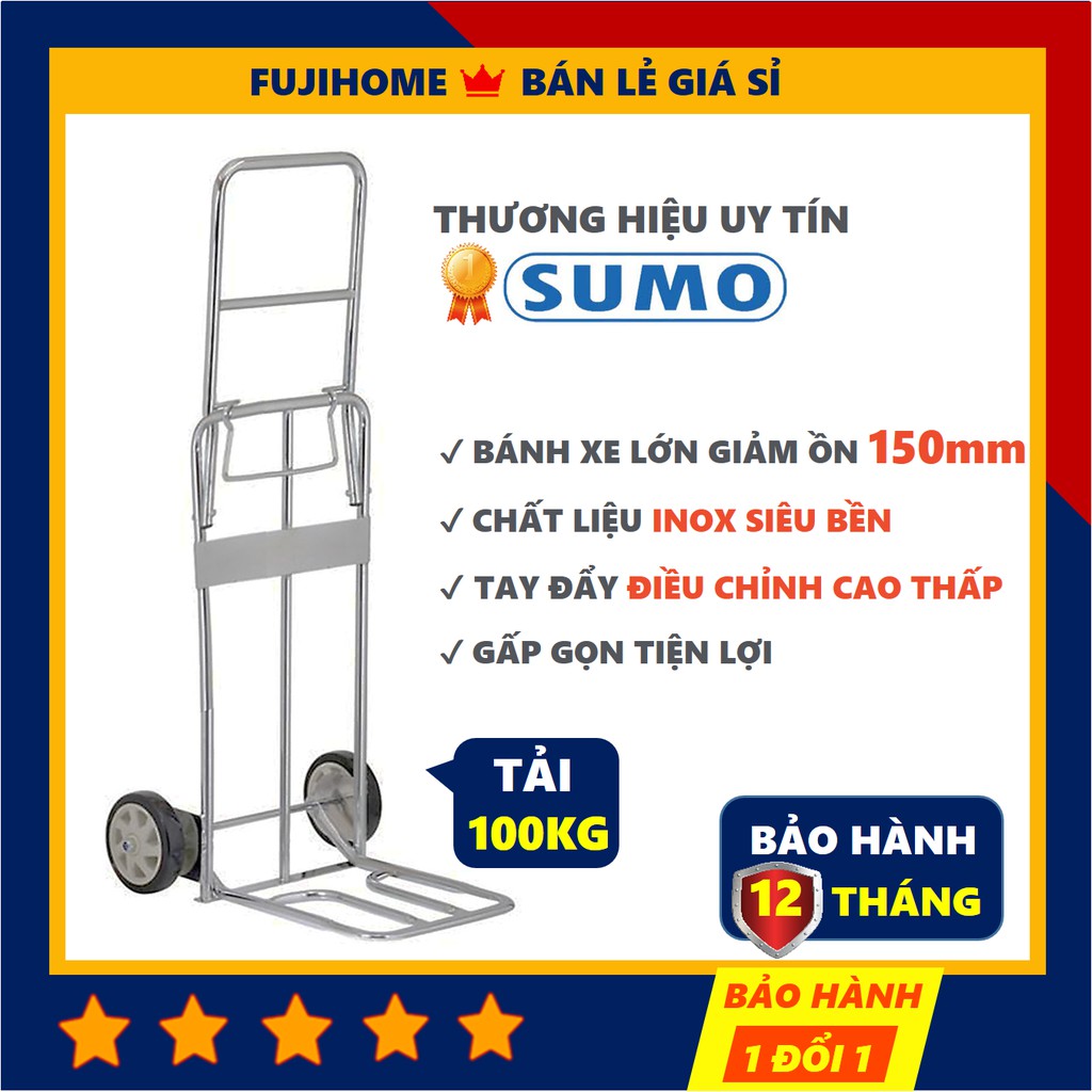 [BH 12 THÁNG] Xe đẩy hàng gấp gọn 2 bánh SUMO SFT3011 Thái Lan, xe kéo hàng gấp gọn nhẹ siêu thị đa năng mini giá rẻ