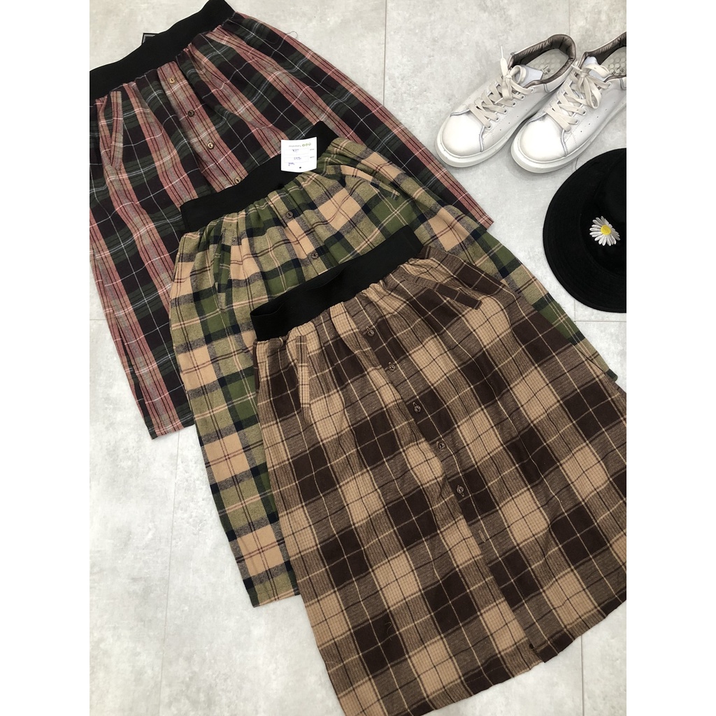 CHÂN VÁY DÀI CARO 1 HÀNG CÚC