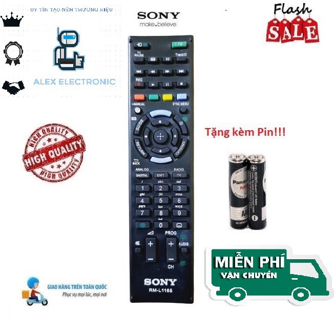 Remote Điều khiển Tivi Sony RM-L1165 - Hàng tốt mới 100% Tặng kèm Pin-Điện tử Alex