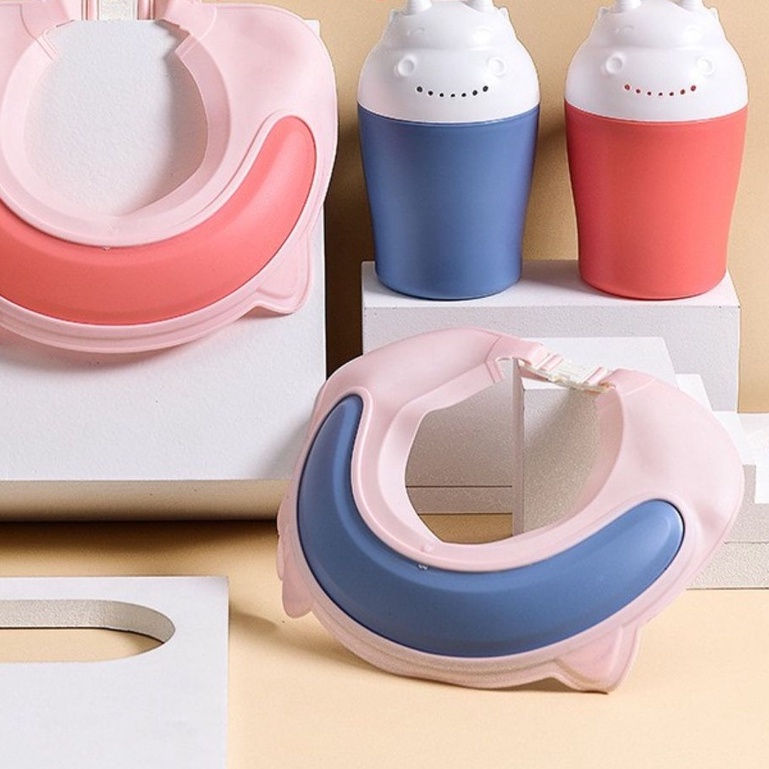 Mũ gội đầu nhựa đàn hồi, cứng cáp, nón gội đầu siêu bền và an toàn cho trẻ, hình heo dễ thương - #mugoidau