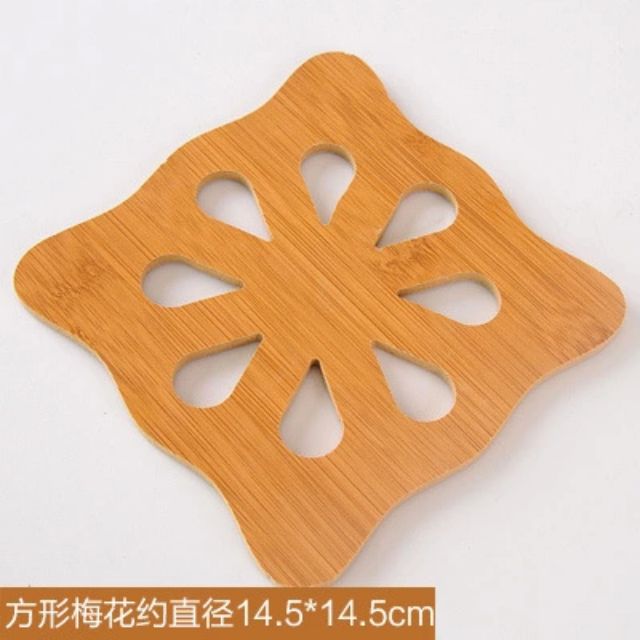 Miếng lót nồi lót cốc bằng gỗ sang trọng chịu nhiệt chống nóng 15x15 cm