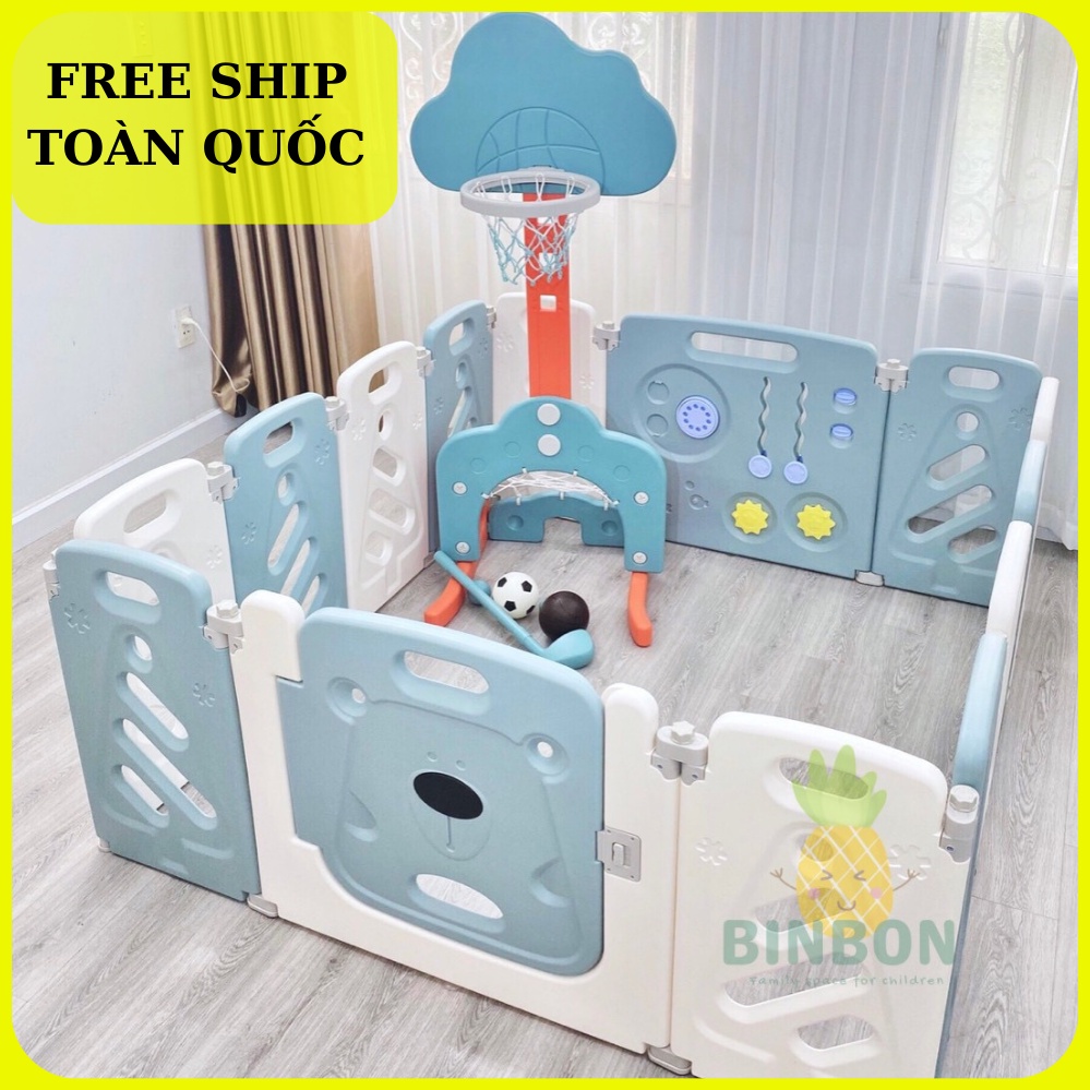 Quây cũi gấu BINBON ( free ship) gấp gọn, nhựa HDPE an toàn cho bé ( tặng kèm 50 bóng ) zj1