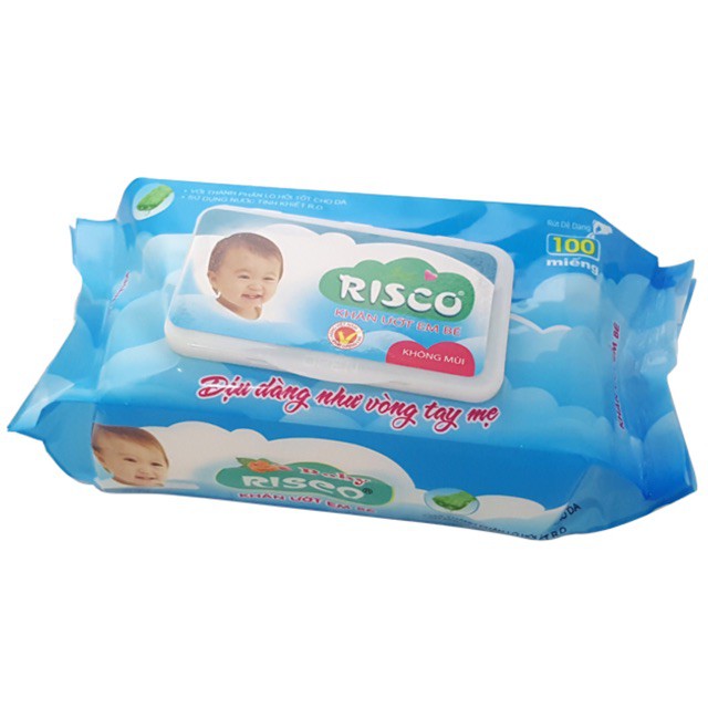Khăn Ướt Không Mùi Baby Risco 100 Tờ .