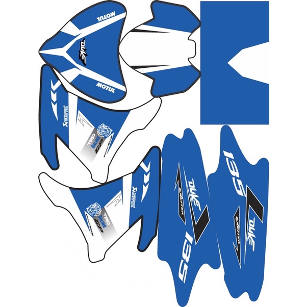 Tem xe exciter 135 xanh trắng, độ team trùm decal xe máy ex dán đời 2011-2014