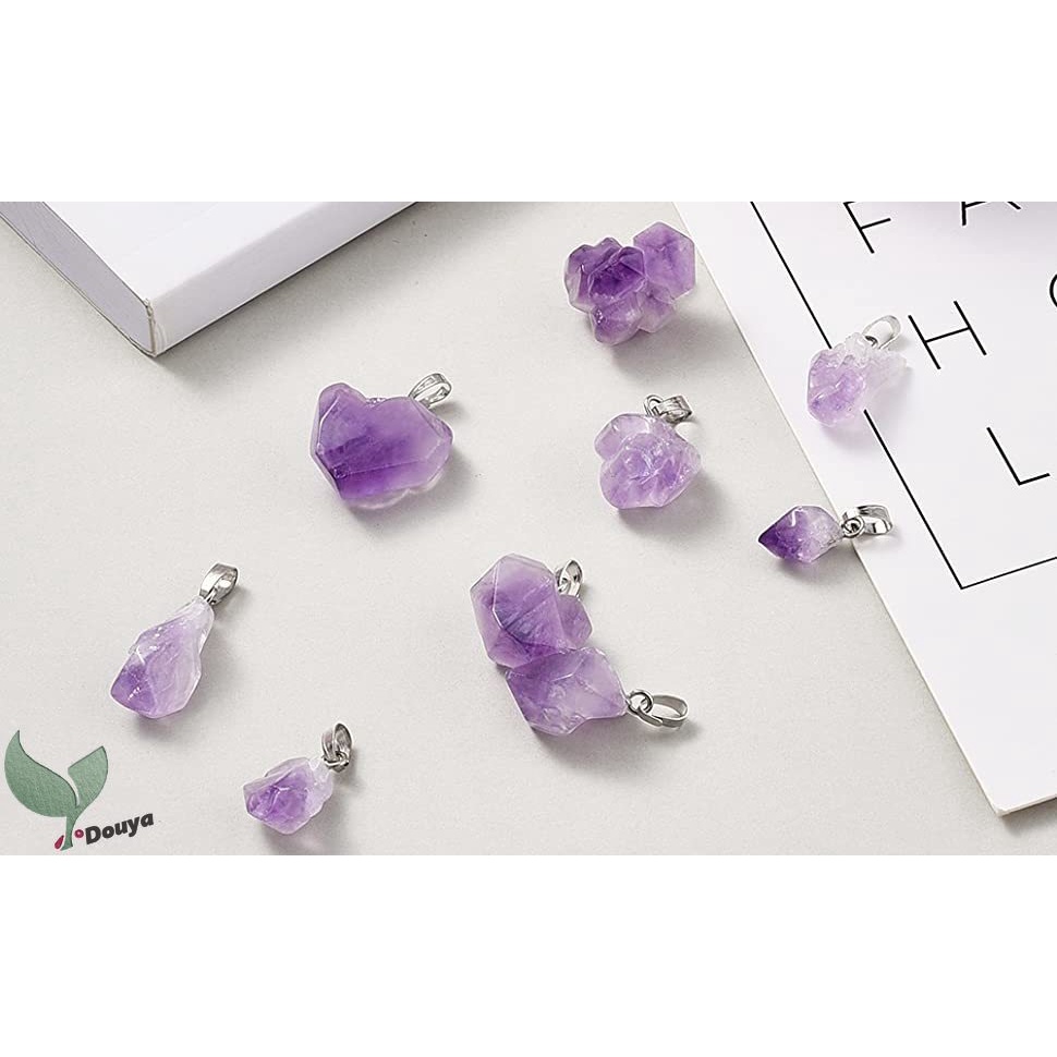 Mặt Vòng cổ Đá Thạch Anh Tím Tự Nhiên Làm Trang Sức Thời Trang