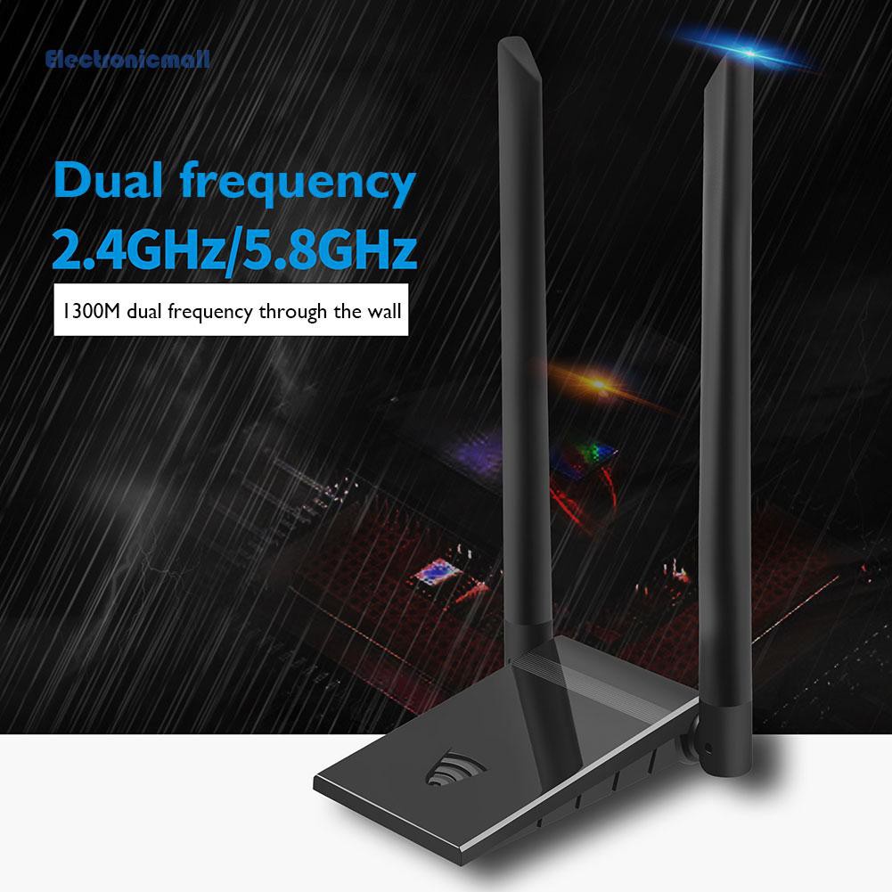 ElectronicMall01 6B60 1300M Wireless Network Card Adapter 2.4GHz 5.8GHz WiFi Receiver Dongle