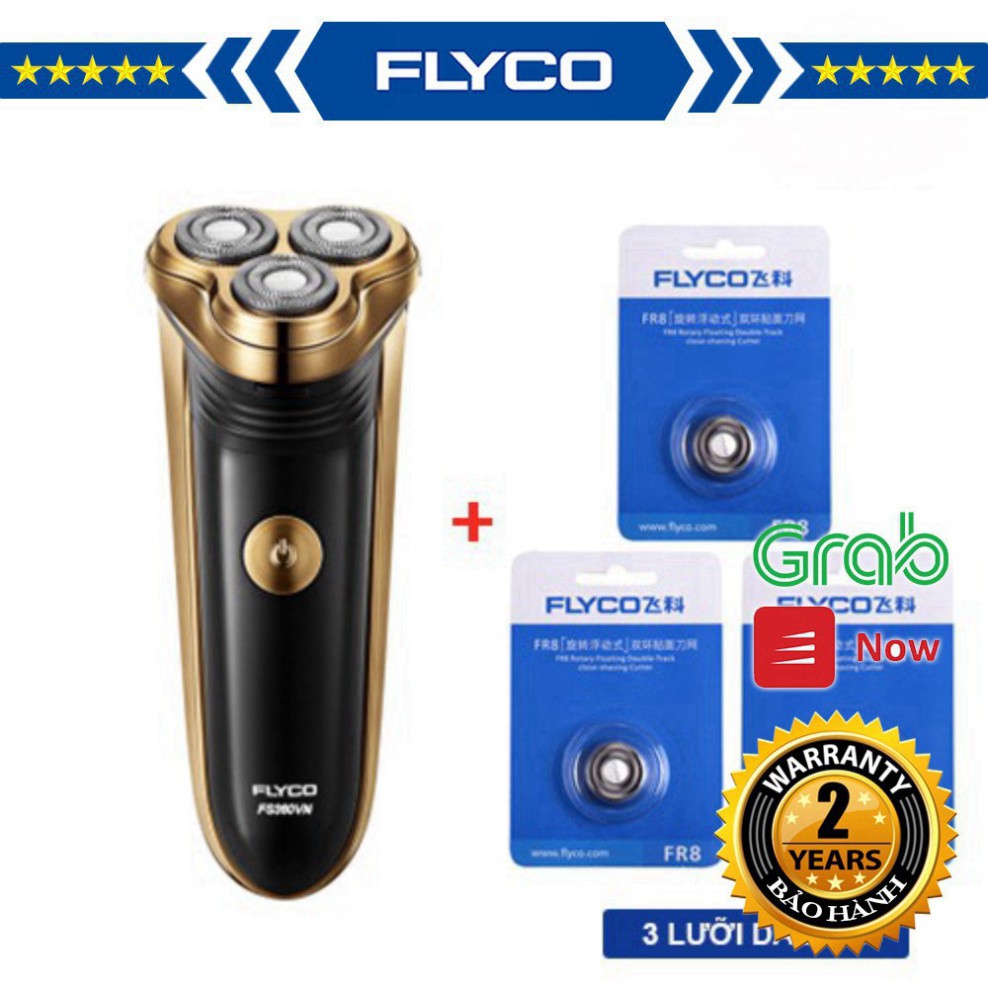 [Combo] Máy Cạo Râu Flyco 3 Lưỡi Kép FS360VN & 3 Lưỡi Dao FR8 Hàng Chính Hãng  AK FM