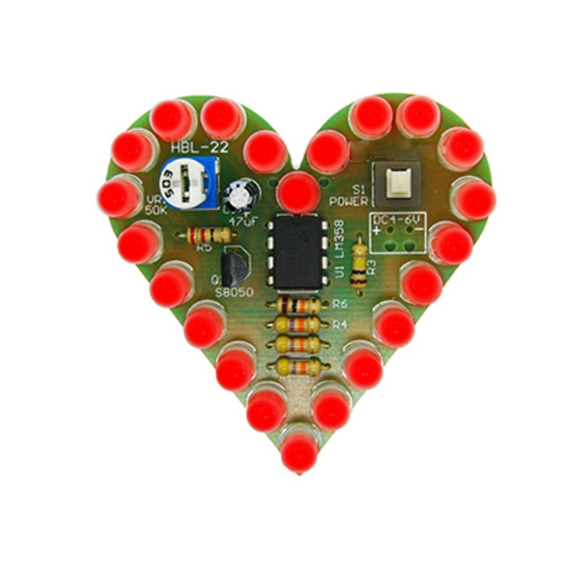 Bộ Đèn Hơi Thở Hình Trái Tim DIY DC 5V Cho Bộ Đèn LED Đỏ Xanh Lam Gr