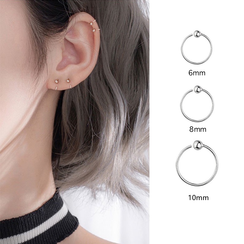 [ Mã 11FASHIONSALE1 giảm 10K đơn 50K ] Khuyên tai mạ bạc 925 dạng tròn đơn giản sành điệu cho nữ