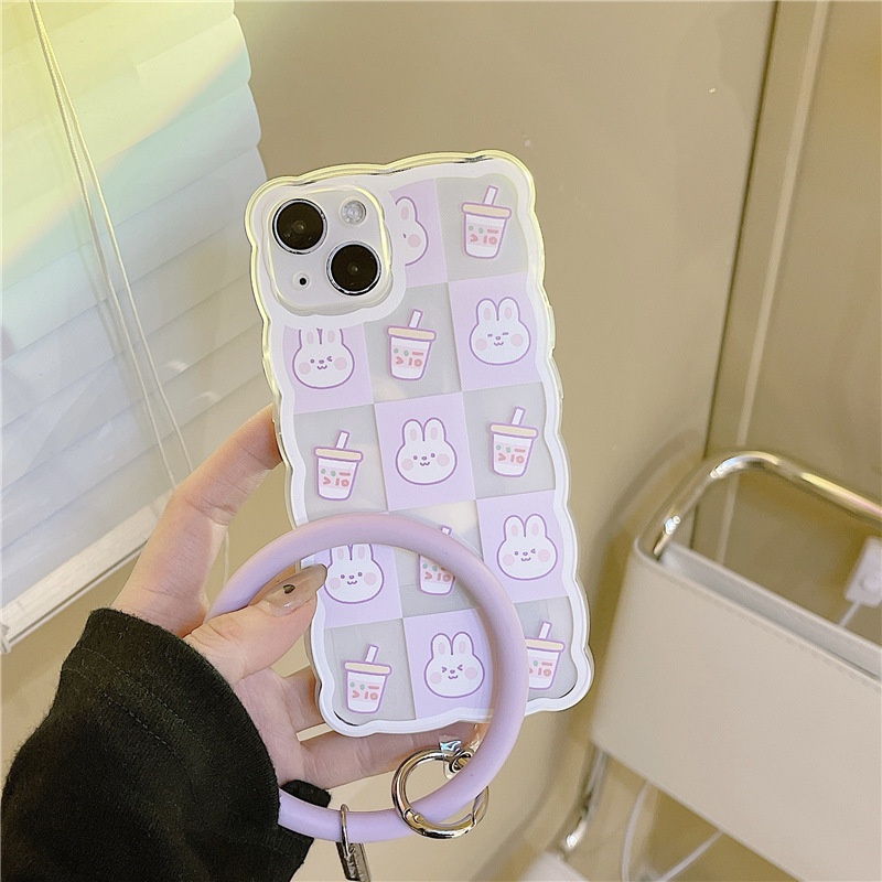 Ốp Điện Thoại Silicon In Họa Tiết Sóng Biển Lớn Có Dây Đeo Cổ Tay Cho iphone 12 / 13Promax 11 xs 8-14