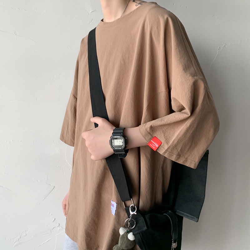 Áo thun IFNICEFUTURE tay ngắn dáng rộng size lớn vải thuần cotton màu trơn thời trang thường ngày cho cặp đôi