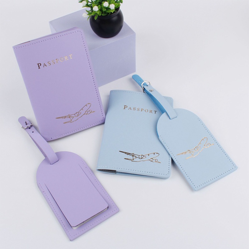 Set 4 Bao Da PU Đựng Hộ Chiếu Thẻ Hành Lý In Hình Cô Dâu Chú Rể Cho Cặp Đôi