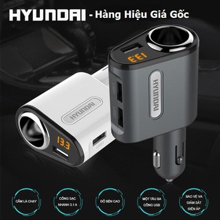 Tẩu Sạc Hyundai Một Tẩu Ba Cổng USB Cao Cấp Sạc Nhanh 3.1A (Màu Đen)