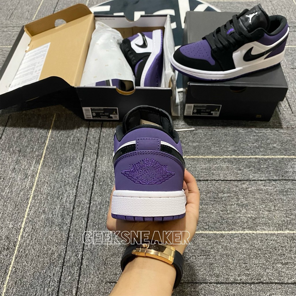 [GeekSneaker] Giày Jordan 1 Low CURT PURLE BLACK - Cổ Thấp Tím Đen Trắng