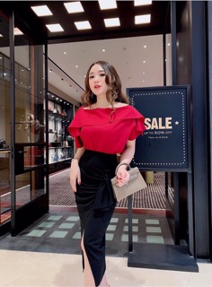 Set áo trễ vai + cv nhún bèo