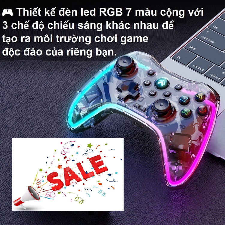 Tay Chơi Game Bluetooth, Pin Sạc S03 RGB, Kết Nối Không Dây, Tương Thích Với, PS4 - PS3 - PC - Android - lOS Arcade Stea