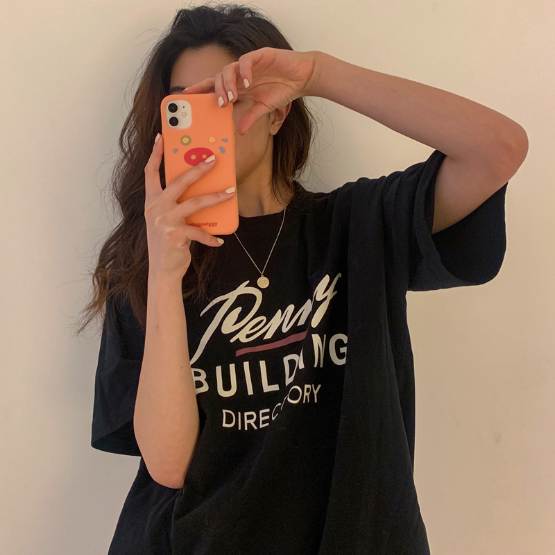 Áo Thun Ngắn Tay In Chữ Phong Cách Hàn Quốc Năng Động Trẻ Trung Cho Nữ Giới