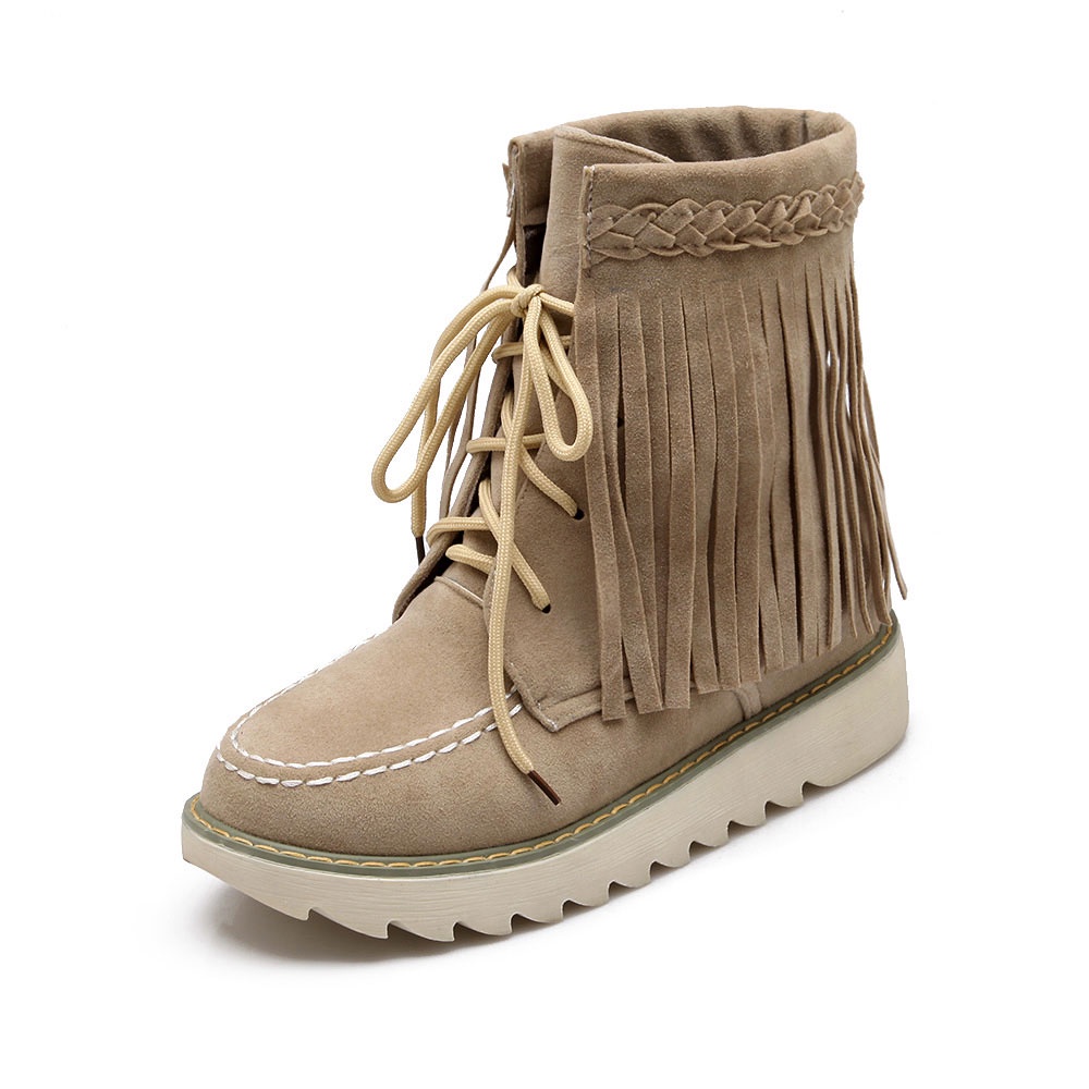 IELGY Giày Bốt Da Lộn Mũi Tròn Màu Sắc Thời Trang Cho Nữ