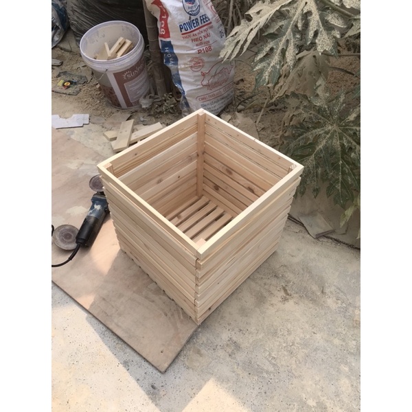 Giá Sỉ Thùng gỗ pallet vuông 30x30x30 cm / HUY_Decor