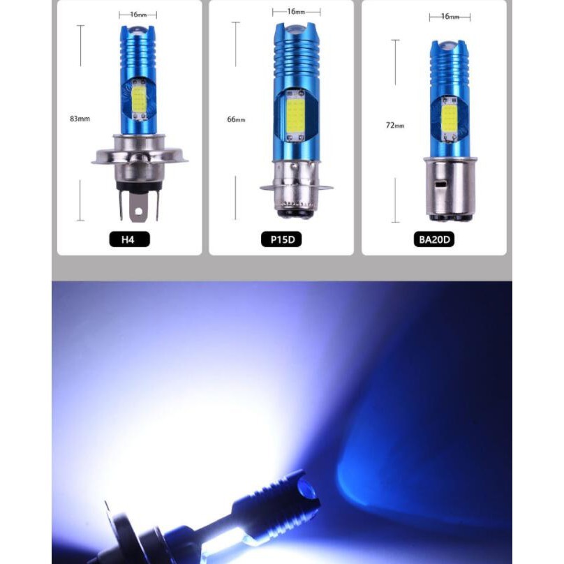 Đèn pha đa năng H4 BA20D P15D 8W trắng + RGB DC12v cho xe máy
