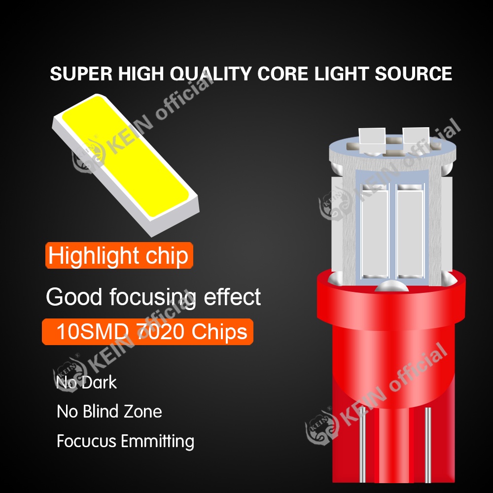 Bóng Đèn Led T10 2021 Mới W5W 10SMD 7020 T10 194 168 501 Gắn Bên Hông Xe Hơi / Mô Tô