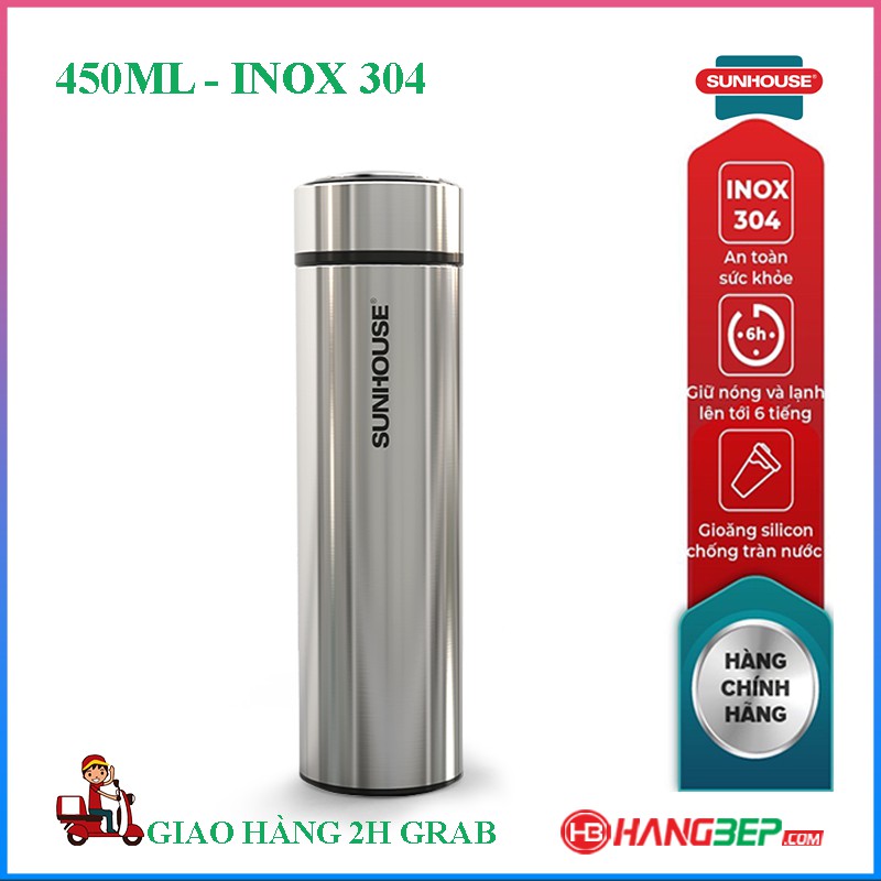 Bình giữ nhiệt Inox 304 Sunhouse 900ml KS-TU900I / 450ml KS-TU450I  - Hàng mới 100% chính hãng.