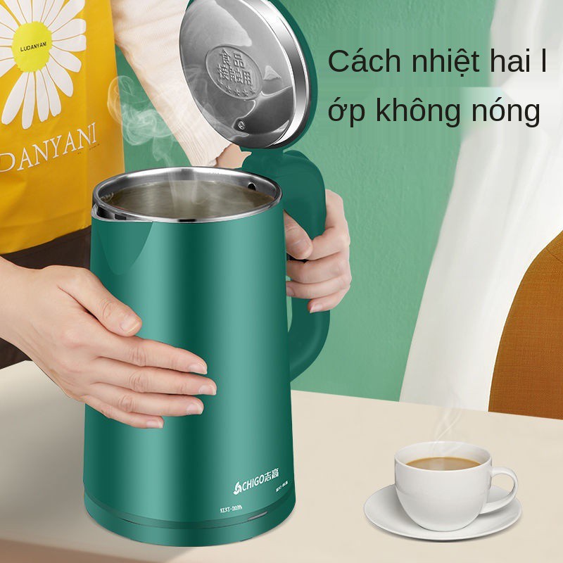 Ấm siêu tốc Chigo giữ nhiệt gia đình có tự động ngắt điện đun nước dung tích lớn bằng thép không gỉ