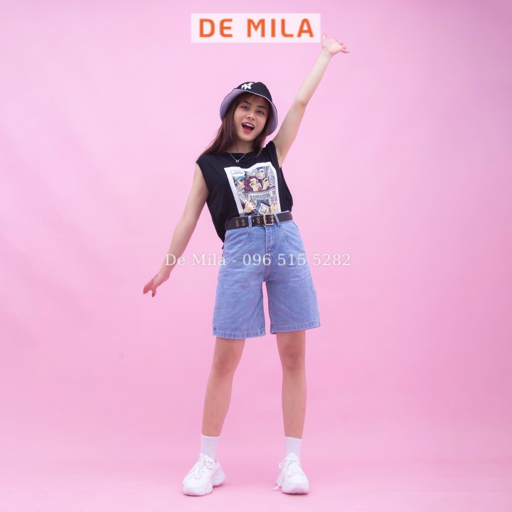 Quần jean ngố nữ De Mila cao cấp, quần short nữ cạp cao, Hàng Loại 1 chất dày đẹp Hàng Loại 1- QJN029 | BigBuy360 - bigbuy360.vn