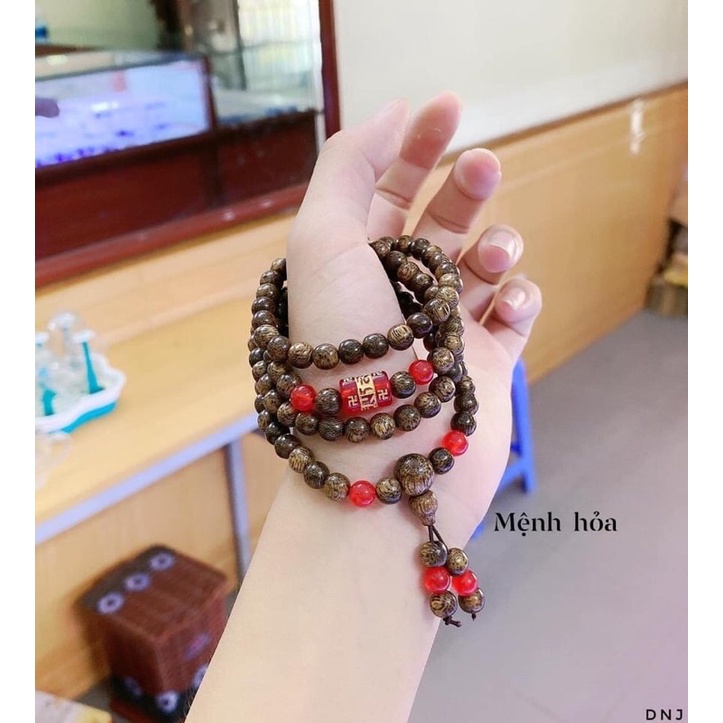 Vòng trầm tốc 108 hạt mix lu thống omani