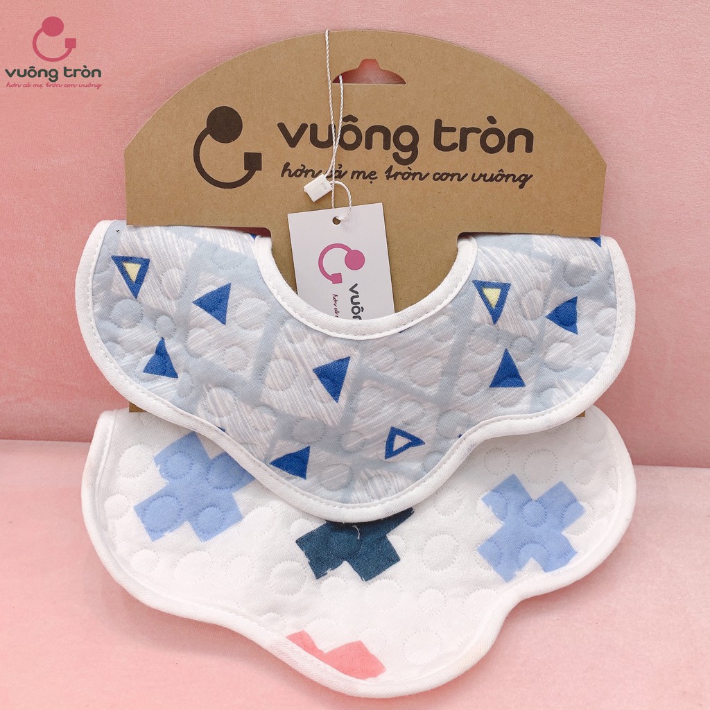 Yếm hoa chống thấm cao cấp Vuông Tròn, chất liệu cotton đẹp an toàn cho bé