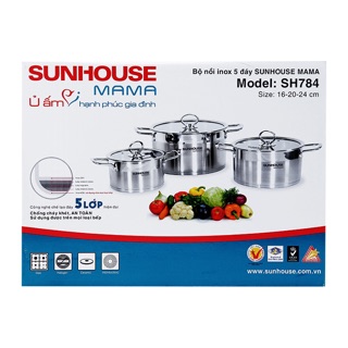 Bộ nồi inox 5 đáy SH784