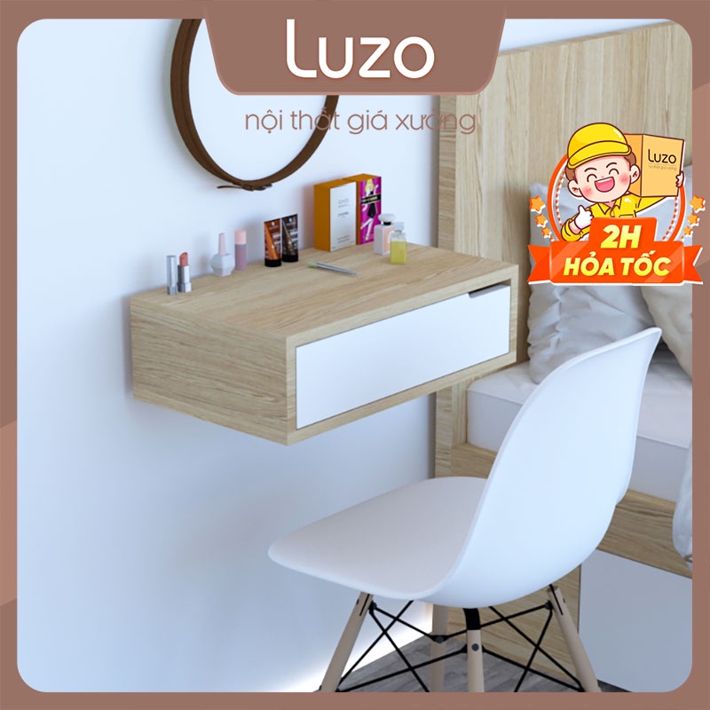 [Hoả tốc 3H HCM] [ẢNH+CLIP] Bàn trang điểm treo tường gỗ MDF nhập khẩu Malaysia phong cách Hàn Quốc BTD TT1 - Luzo Home