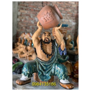 Tượng La Hán bê chậu cây h58cm gốm sứ Bát Tràng