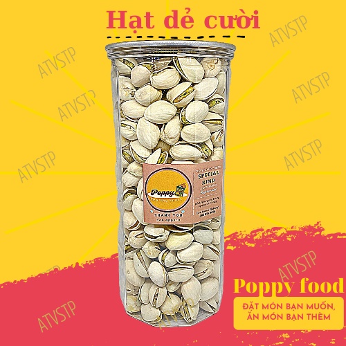 Hạt dẻ cười rang muối siêu bùi, không tẩy, đồ ăn vặt POPPY hũ pet 500gr siêu to